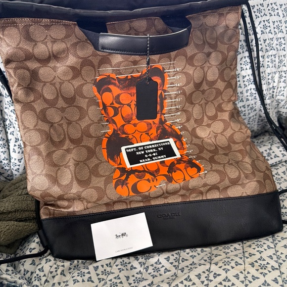 Coach F76805 Gummy Bear Signature Brown Canvas Knapsack Backpack